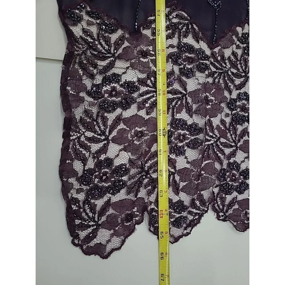 Chico's Wrap Scarf Elegant Beading and Lace Purple and Black